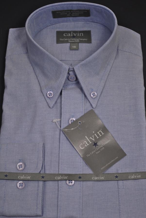 Europa 3458 60% Cotton/40% Polyester Boy's Dress Shirt - Oxford - Blue