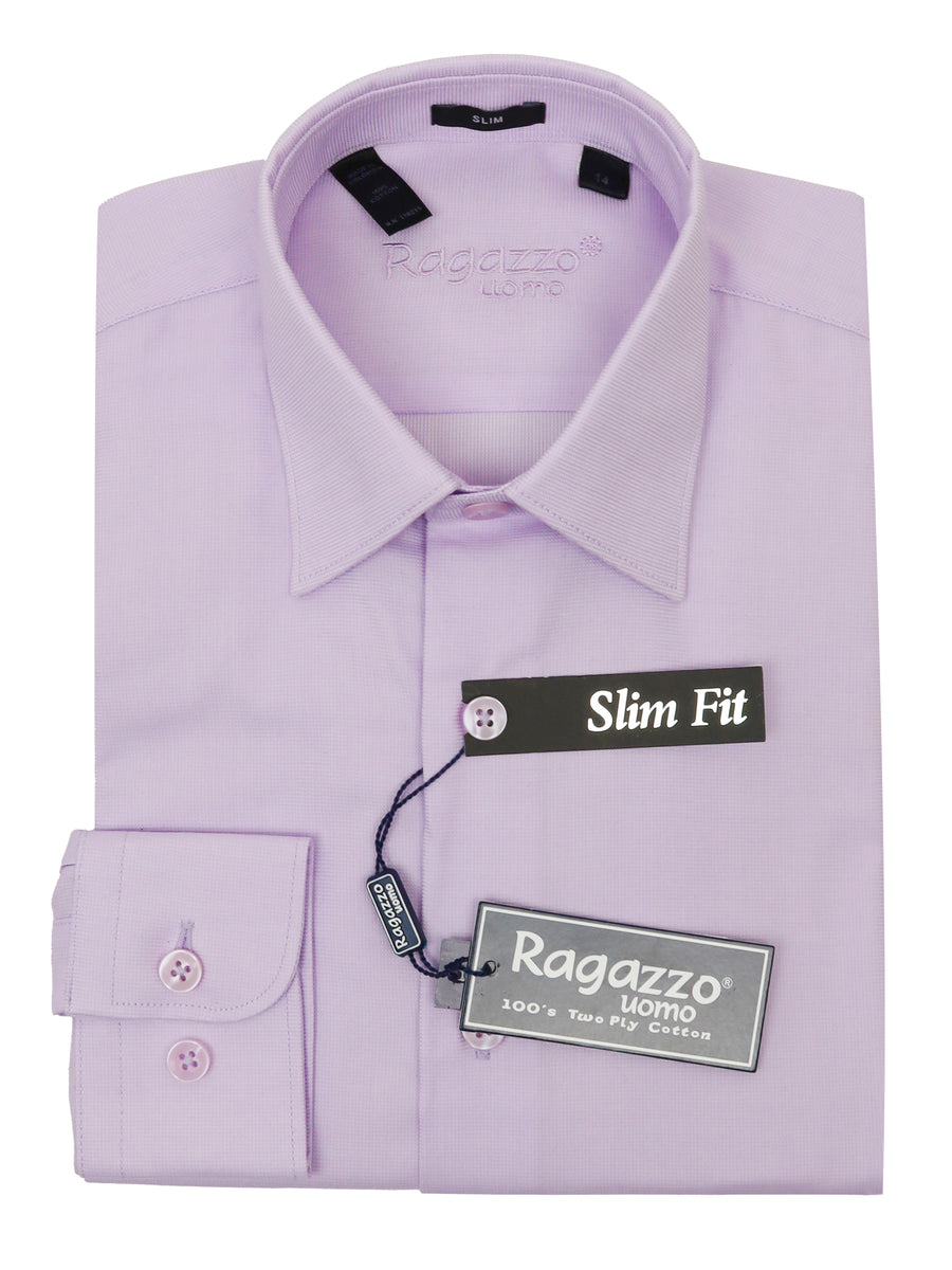 Ragazzo 34623 Boy's Slim Fit Dress Shirt - Micro Pattern - Lilac