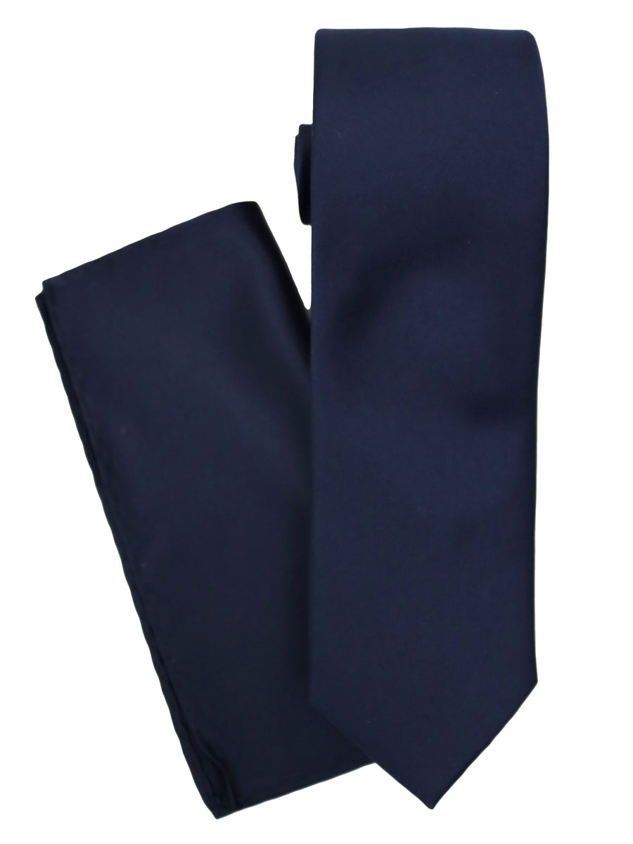 Heritage House 34783 - Boy's Tie - Satin Solid with Pocket Square - Navy