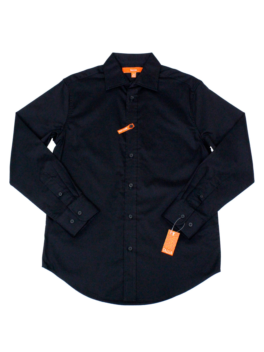 Tallia 34839 Boy's Dress Shirt- Solid Broadcloth - Black