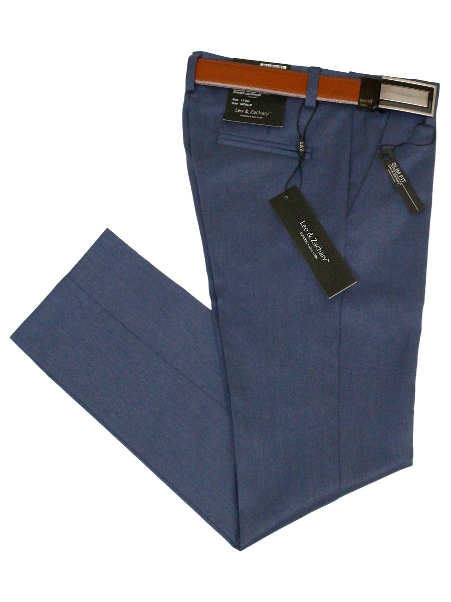 Leo & Zachary 35047 Boy's Dress Pants - Solid - Mid Blue