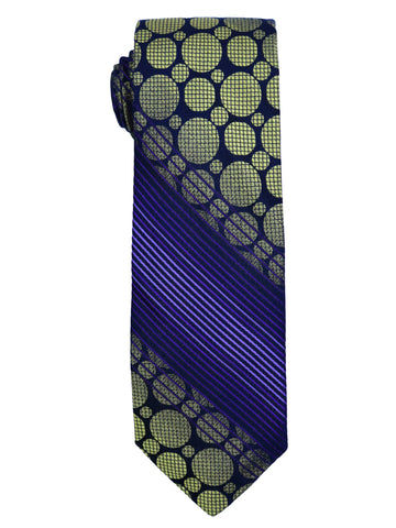 Dion  Boy's Tie 35248 - Dot Stripe - Black/Gold/Purple