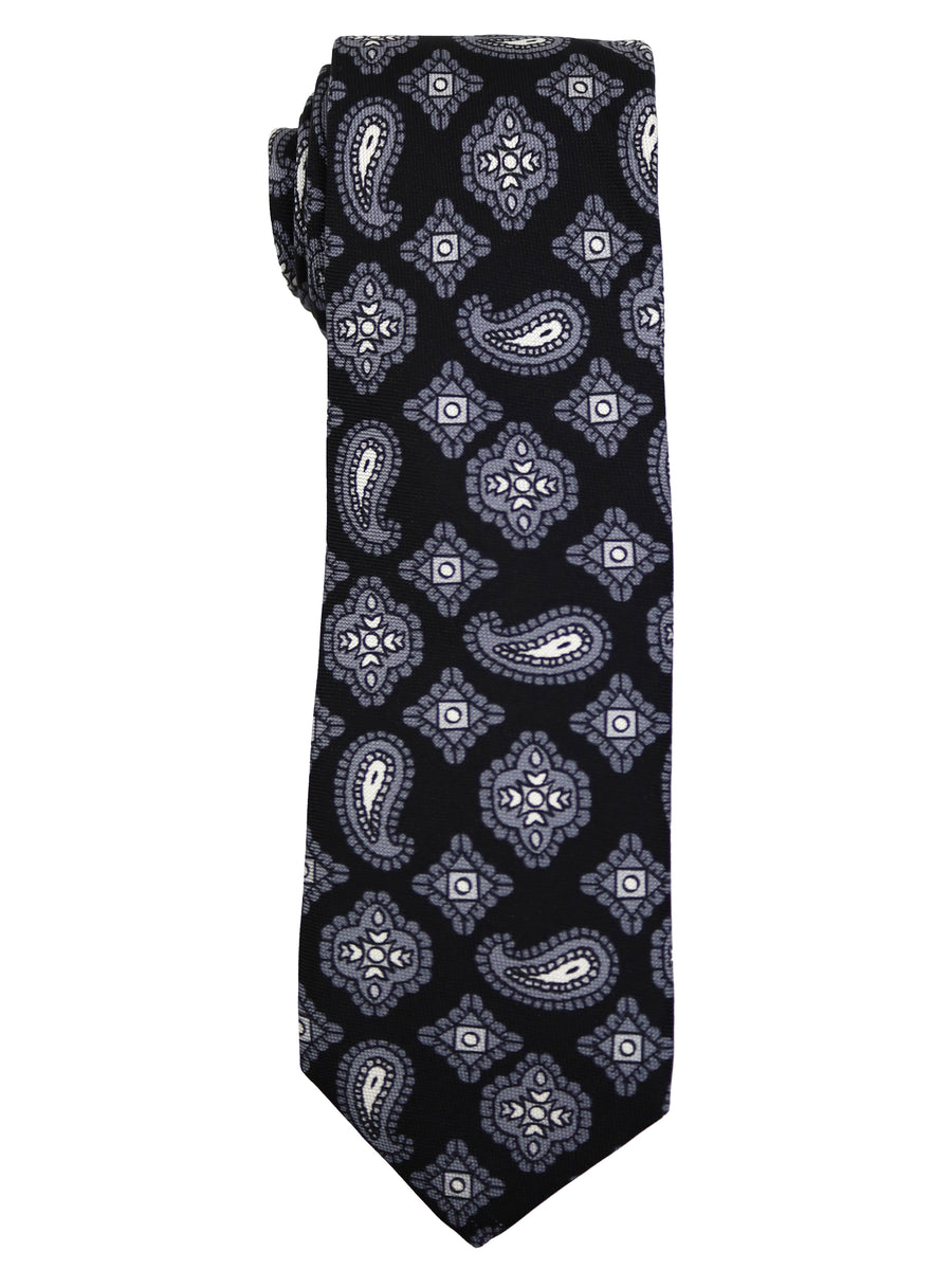 Dion  Boy's Tie 35260 - Paisley - Black/Silver