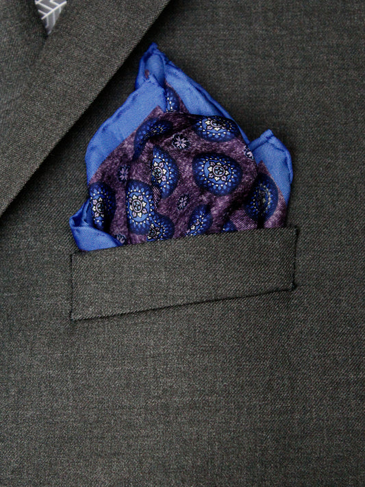 Heritage House Pocket Square 35272 - Medallion Neat - Navy/Violet