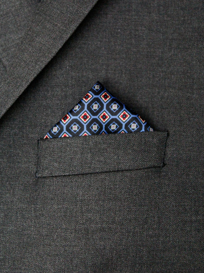Heritage House Pocket Square 35276 - Medallion Windowpane - Red/Navy