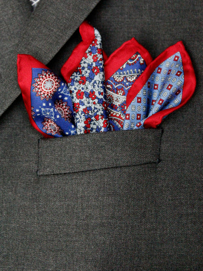 Heritage House Pocket Square 35281 - Neat - Blue/Red/Grey