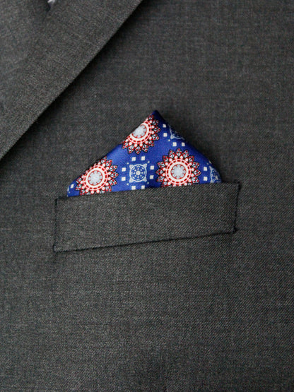 Heritage House Pocket Square 35281 - Neat - Blue/Red/Grey