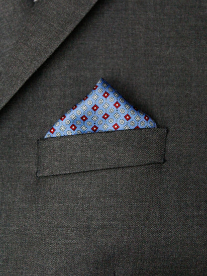 Heritage House Pocket Square 35281 - Neat - Blue/Red/Grey