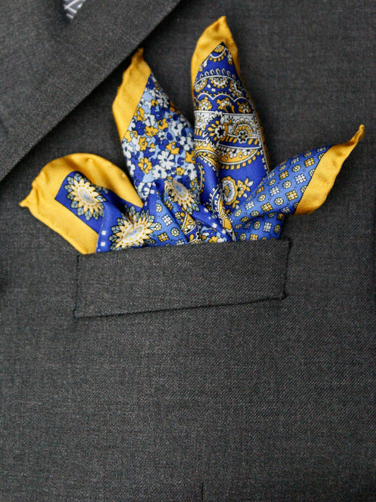 Heritage House Pocket Square 35282 - Neat - Yellow/Blue