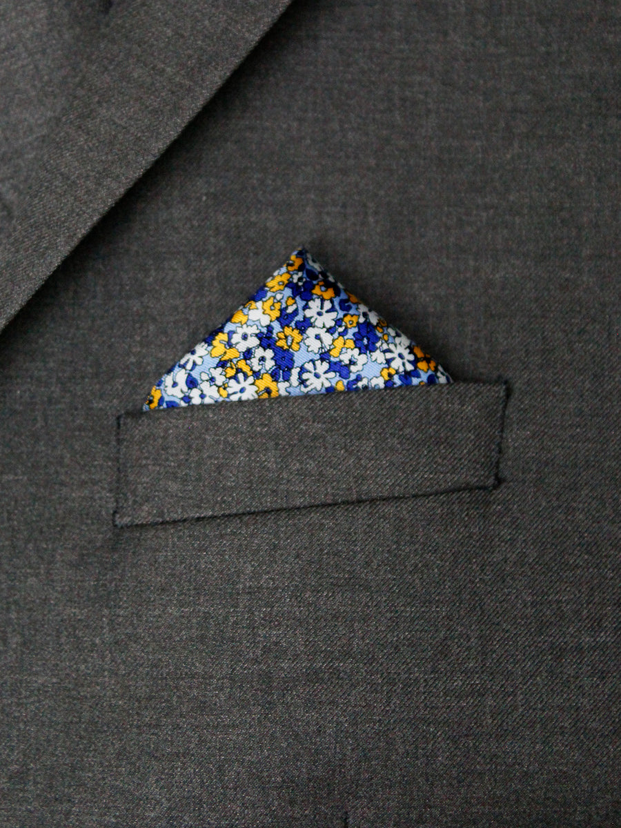 Heritage House Pocket Square 35282 - Neat - Yellow/Blue