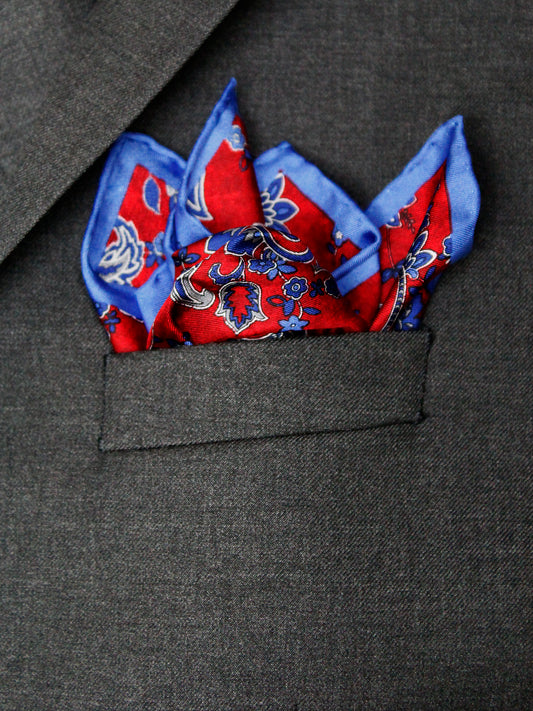 Heritage House Pocket Square 35283 - Paisley - Red/Navy
