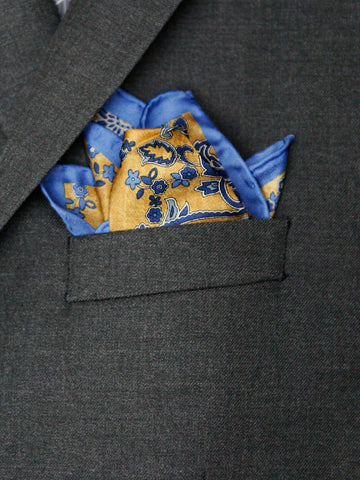 Heritage House Pocket Square 35279 - Floral - Carmine/Navy main image 1