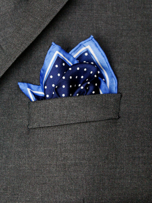 Heritage House Pocket Square 35285 - Polka Dot - Navy/White