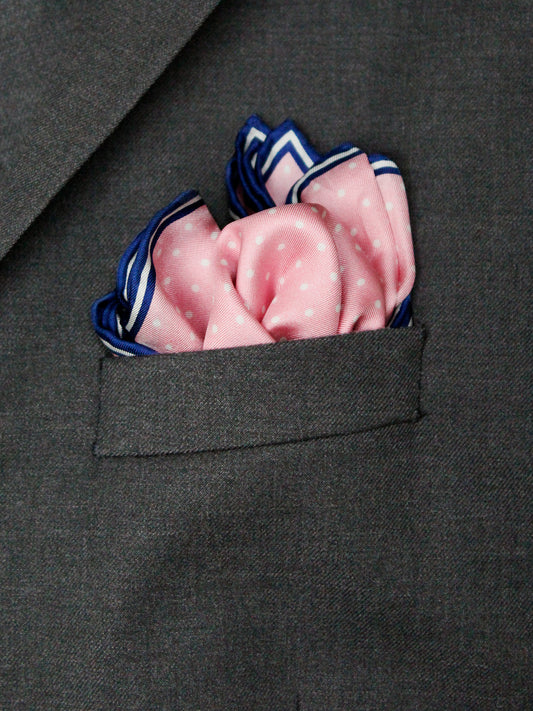 Heritage House Pocket Square 35287 - Polka Dot - Pink/White