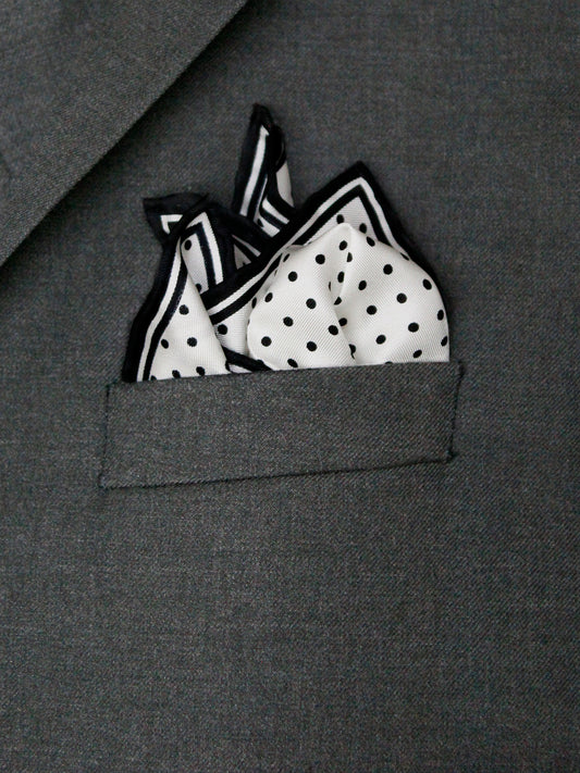 Heritage House Pocket Square 35288 - Polka Dot - White/Black