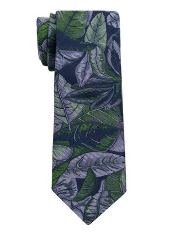 Dion  Boy's Tie 35410 - Leaves - Navy/Lilac/Green