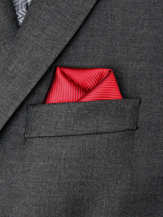 Heritage House 32474PS Pocket Square - Tonal Stripe - Fire Red