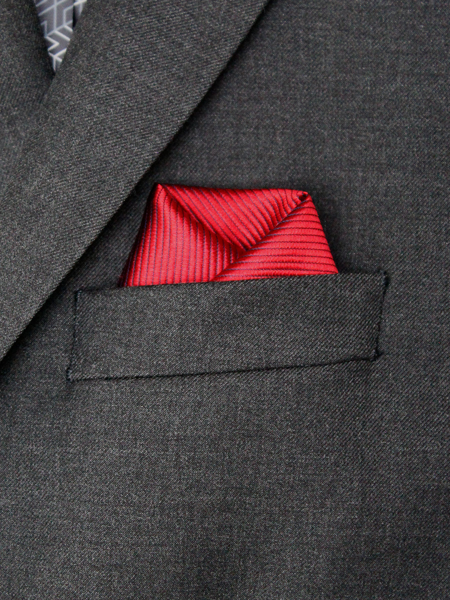 Heritage House Pocket Square 32474PS - Tonal Stripe - Fire Red