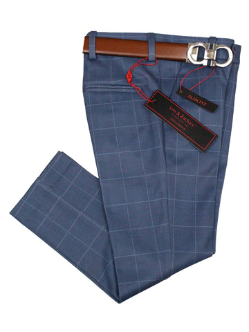 Leo & Zachary 35567P Boy's Suit Separate Pants - Checks - Mid-Blue