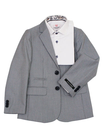 Image of Leo & Zachary 35572 Boy's Suit Separate Jacket - Basketweave - Navy/Silver