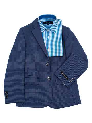 Leo & Zachary 35577 Boy's Suit Separate Jacket - Birdseye - Ink/Sky