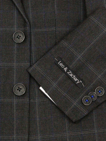Leo & Zachary 35582 Boy's Suit Separate Jacket - Plaid - Charcoal