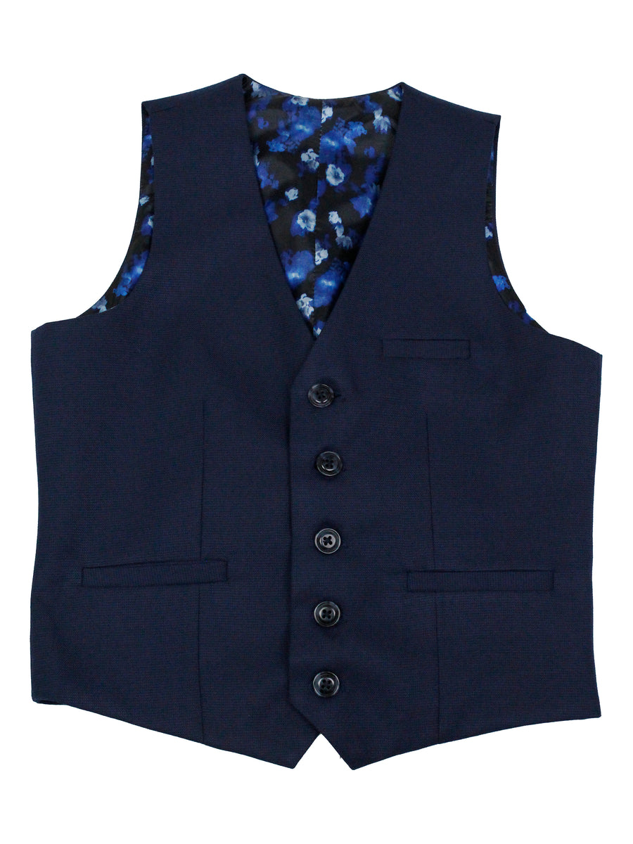 Leo & Zachary 35587V Boy's Suit Separate Vest - Weave - Deep Blue