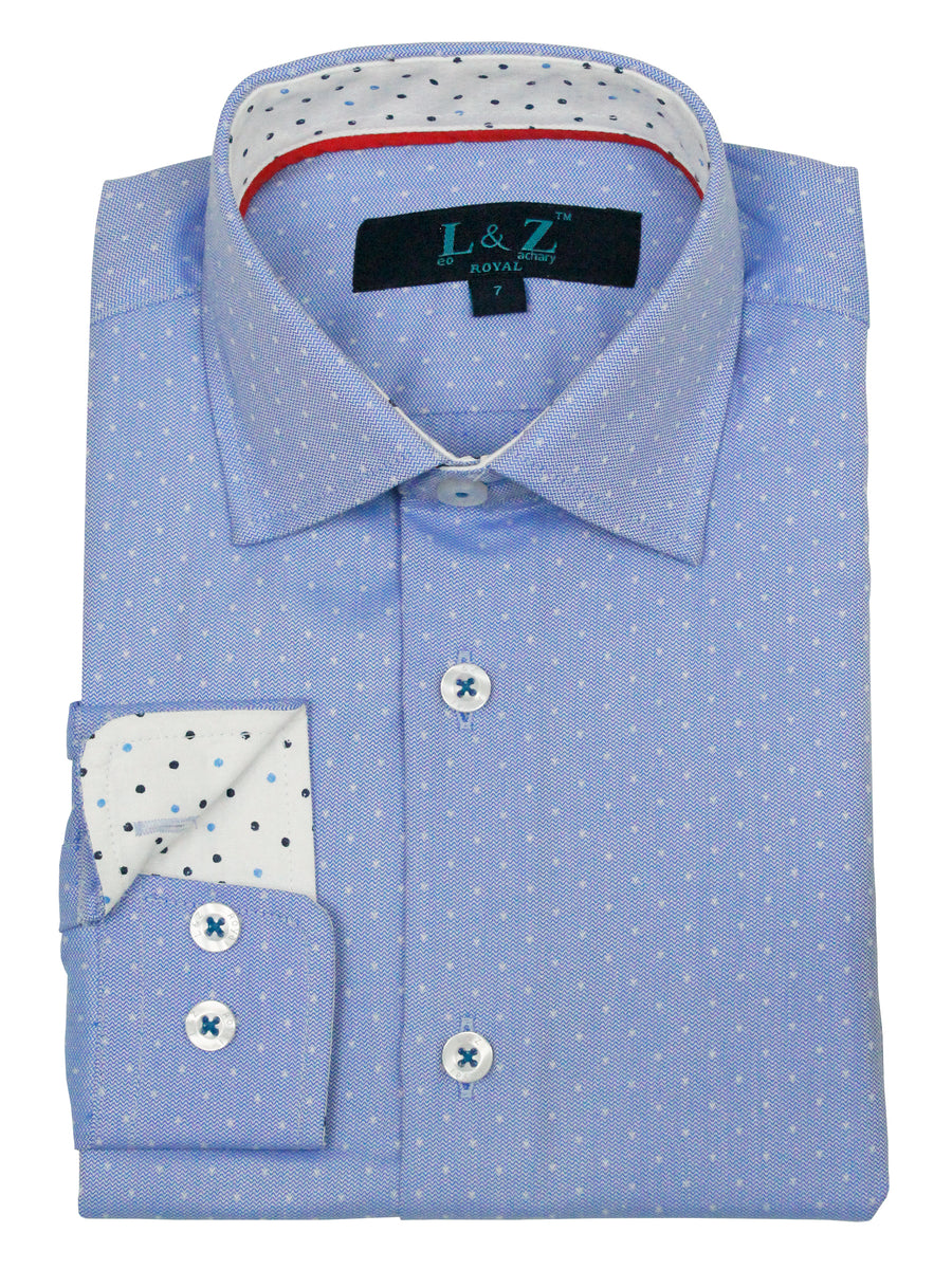 Leo & Zachary 35642 Boy's Dress Shirt - Dots - Azul