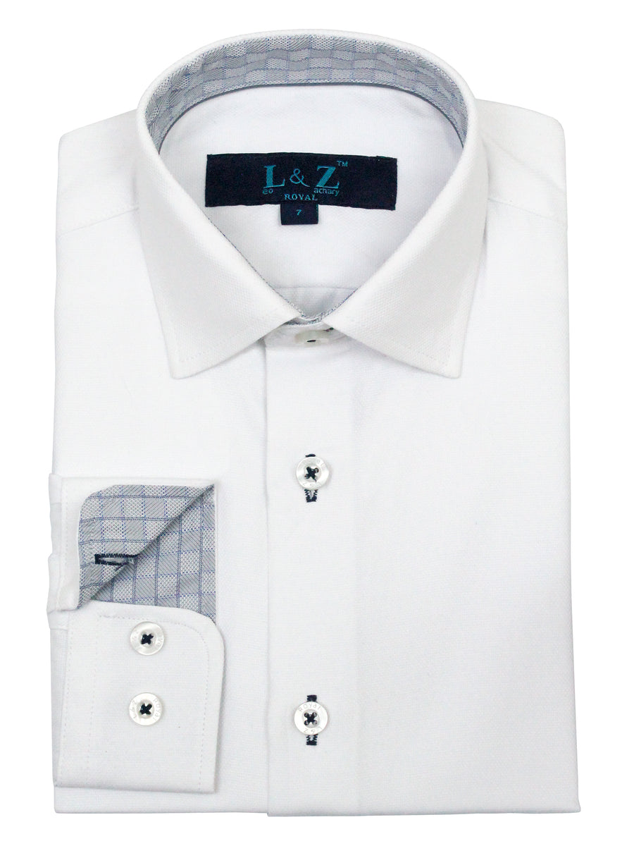 Leo & Zachary 35652 Boy's Dress Shirt - White/Black