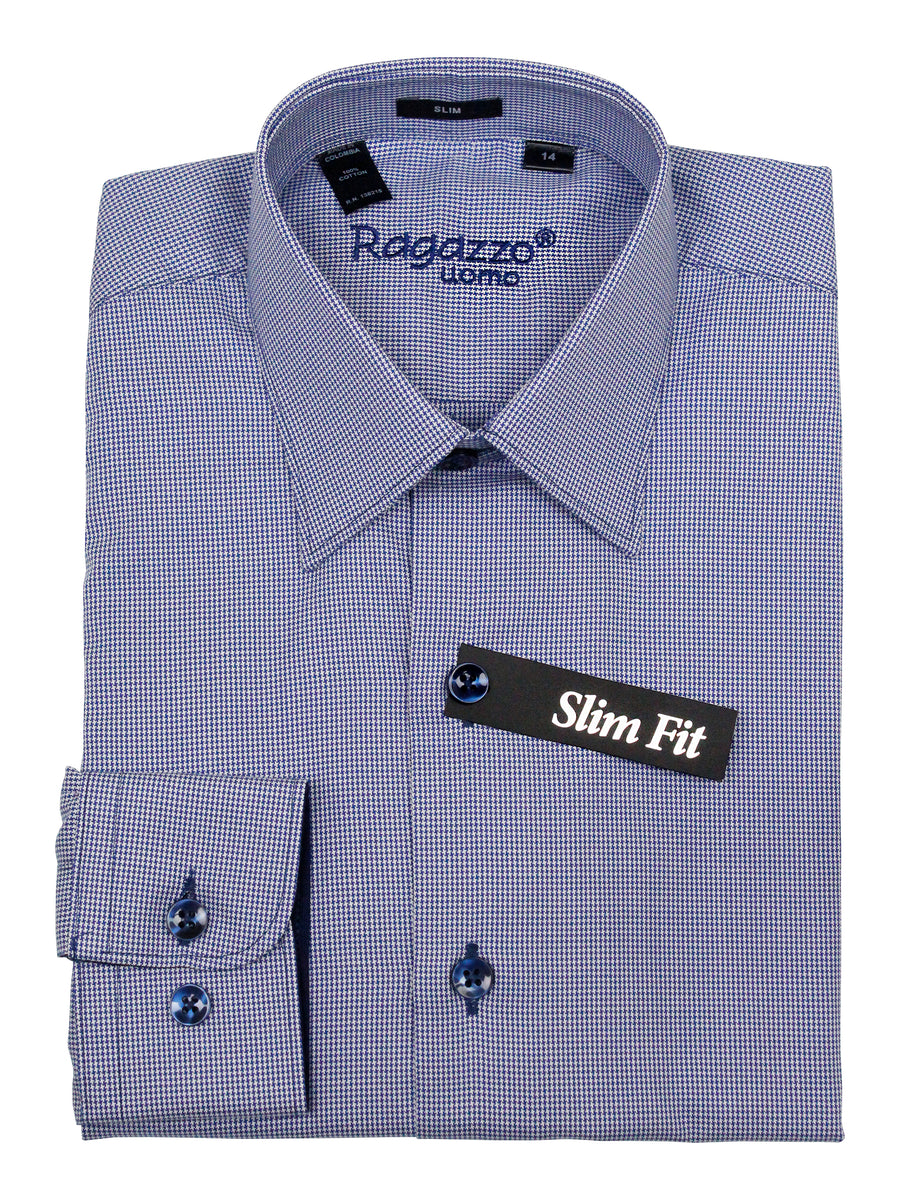 Ragazzo 35718 Boy's Slim Fit Dress Shirt - Check - Royal