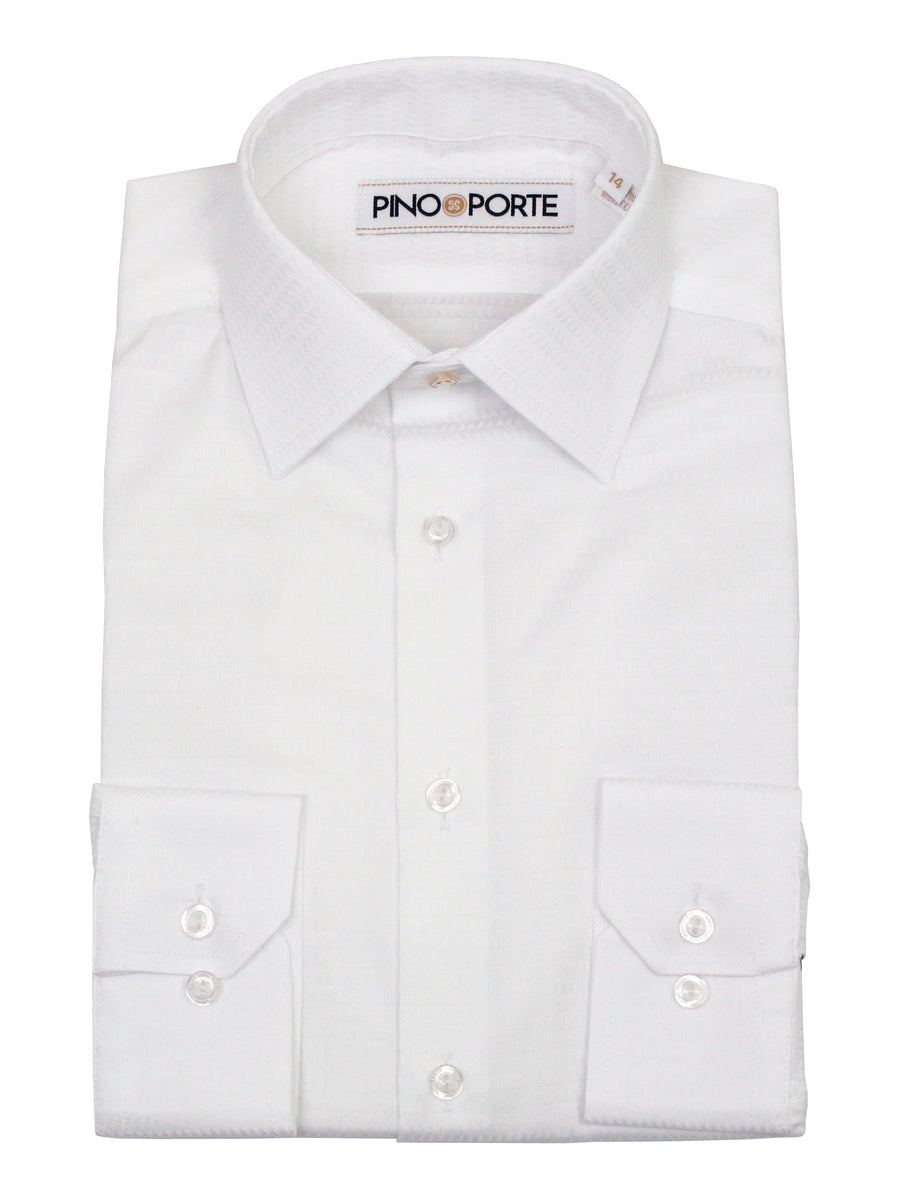 PinoPorte 35926 Boy's Dress Shirt - Tonal - White