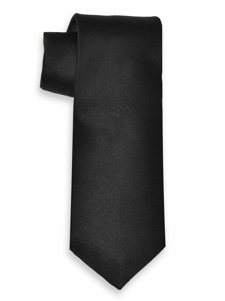 Heritage House 3745 100% Woven Silk Boy's Tie - Solid - Black