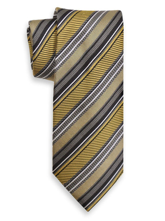 Heritage House 3810 100% Woven Silk Boy's Tie - Stripe - Black/Gold
