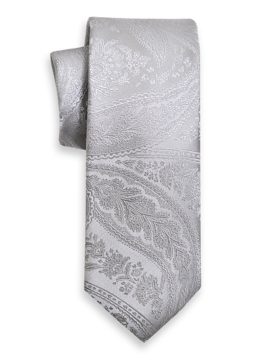 Heritage House 3984 100% Silk Boy's Tie - Tonal Paisley - Silver