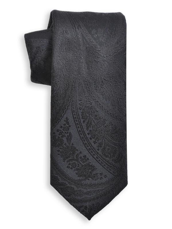 Heritage House 5052 100% Woven Silk Boy's Tie - Tonal Paisley - Black