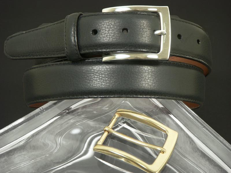 Brighton 5080 100% leather Boy's Belt - Pebble grain - Black, Two Buckles, Silver and Gold