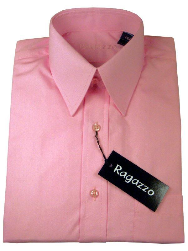 Ragazzo 5087 100% Cotton Boy's Dress Shirt - Solid Broadcloth - Bubblegum