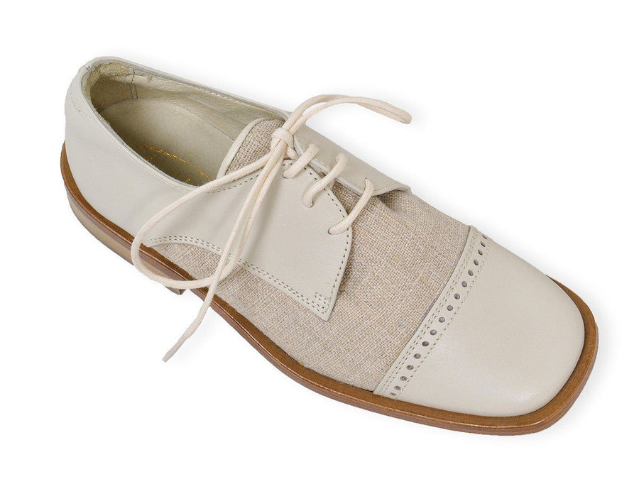 Shoe Be Doo 5496 Linen Upper Boy's Shoe - Oxford - Crème