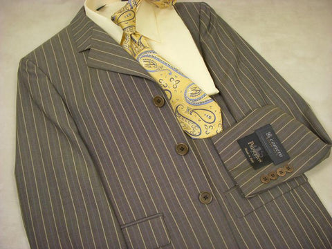 Princeton 581 100% Wool Boy's Suit - Stripe - Tan
