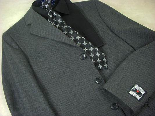 Europa 589 55% Polyester / 45% Wool Boy's Suit - Striped - Gray