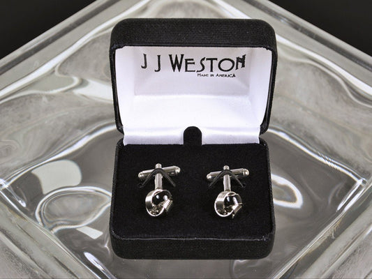 Boy's Cuff Links 6571 Silver/Black