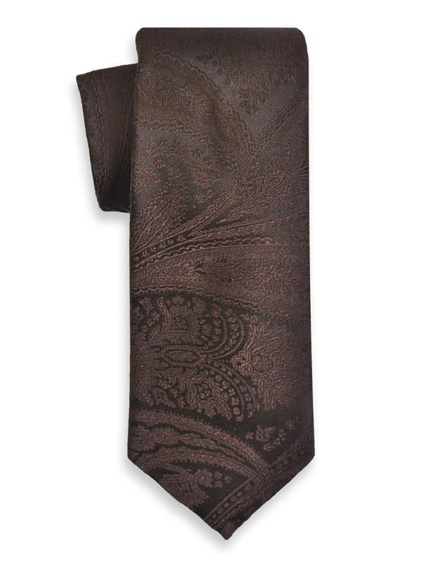 Heritage House 6623 100% Woven Silk Boy's Tie - Tonal Paisley - Chocolate