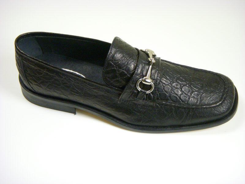 Shoe Be Doo 7038 Leather Boy's Shoe - Faux Croc - Black