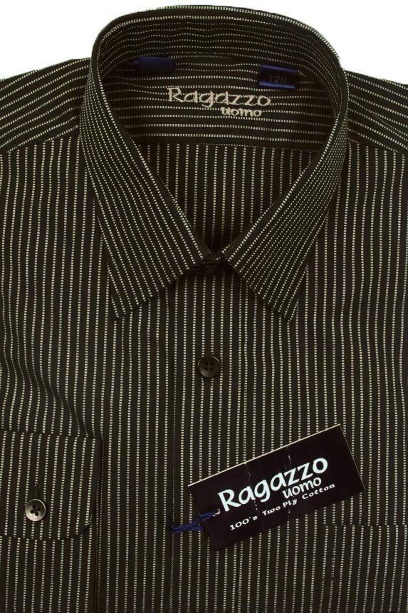 Ragazzo 7252 100% Cotton Boy's Dress Shirt - Stripe - Black