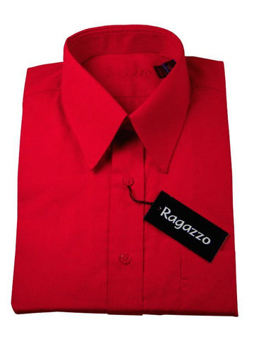 Ragazzo 7370 100% Cotton Boy's Dress Shirt - Solid Broadcloth - Scarlet
