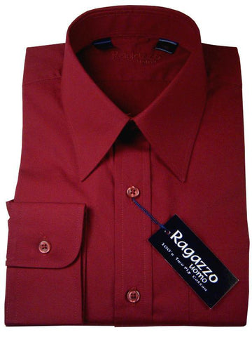 Ragazzo 7441 100% Cotton Boy's Dress Shirt - Solid Broadcloth - Port