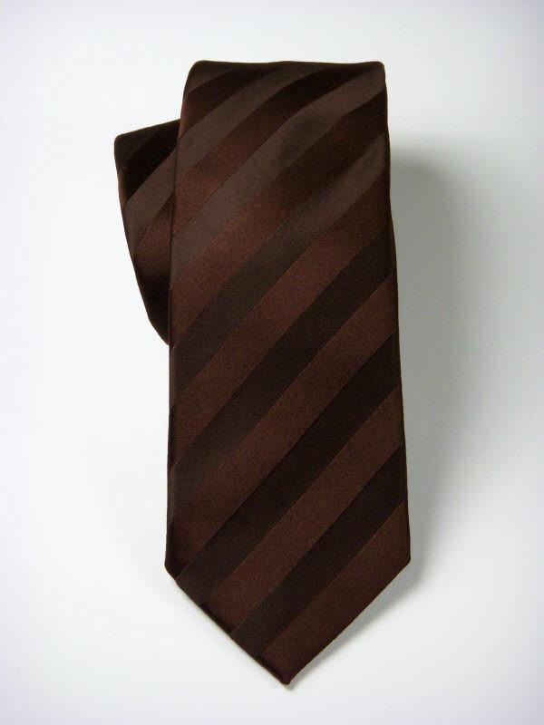 Heritage House 7542 100% Woven Silk Boy's Tie - Tonal Stripe - Chocolate(11)
