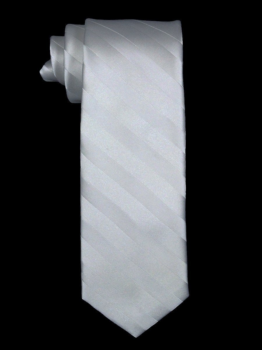 Heritage House 7543 100% Silk Boy's Tie - Broad Stripes - White