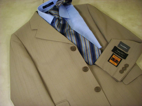 Europa 7810 100% Wool Boy's Suit - Stripe - Tan