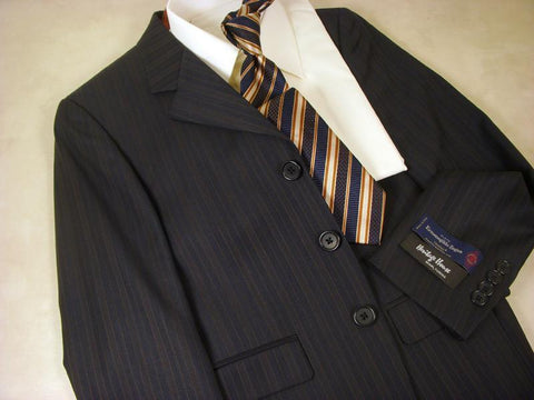 Heritage House 78 100% Wool Boy's Suit - Stripe - Navy